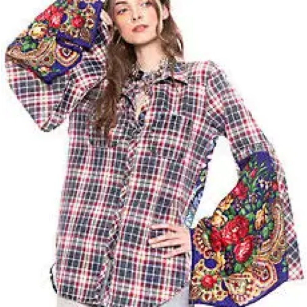 Floral Plaid Women's Blouse